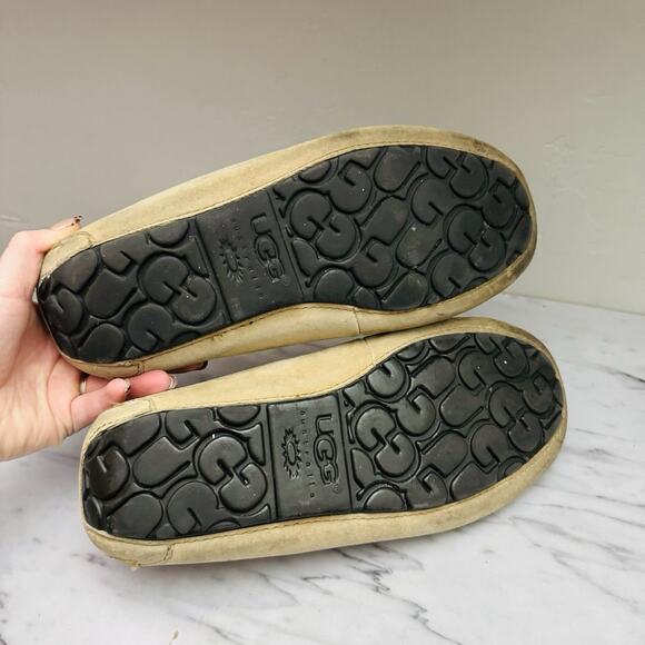 Ugg Dakota Tan Leather Lined Slip On Moccasins Womens Size 8 - Picture 7 of 9